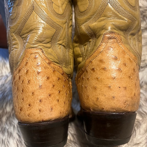 Tony Lama Tan FULL Ostrich & Leather WESTERN Boots-Sz 8.5 D - Picture 9 of 14